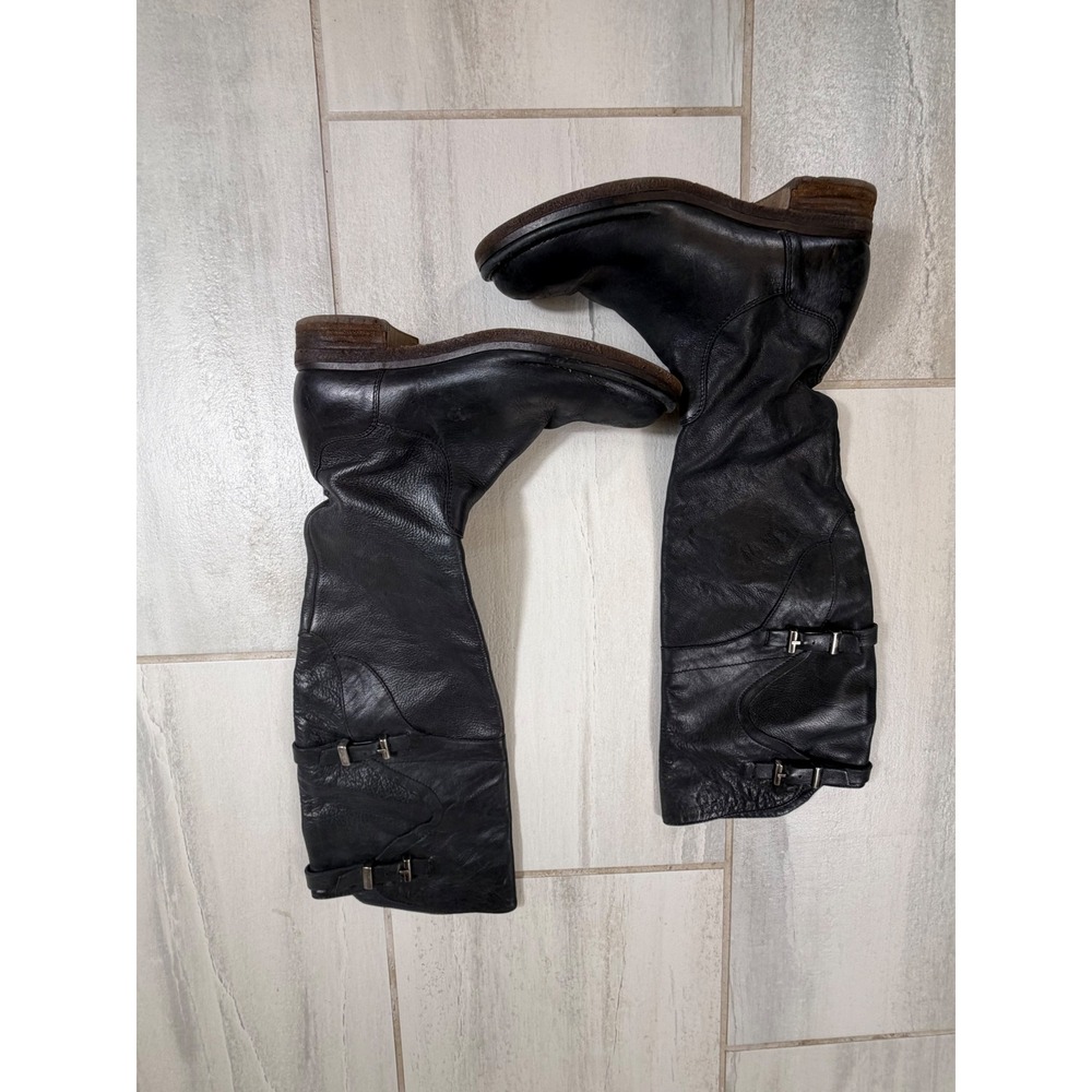 Alberto Fermani 50th Anniversary Black Leather Tall Moto Riding Boots Italy 37